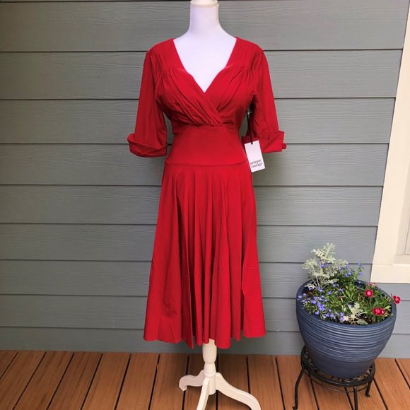 Retro Inspired Red "Delores" Swing Dress - Picture 1 of 5